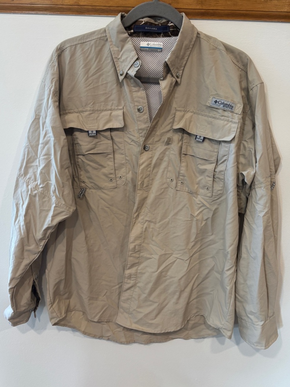 Columbia PFG Bahama Men’s Light Khaki Fishing Shirt - Small